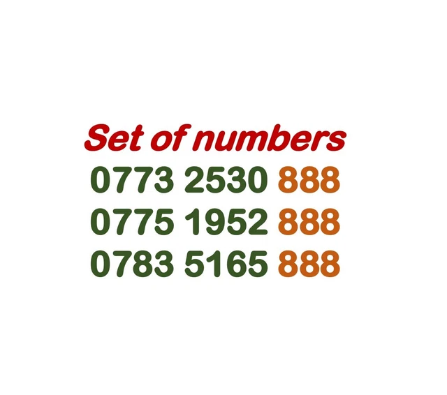 MOBILE NUMBER GOLD DIAMOND PLATINUM VIP GOLDEN BUSINESS SIM CARD set of  no.