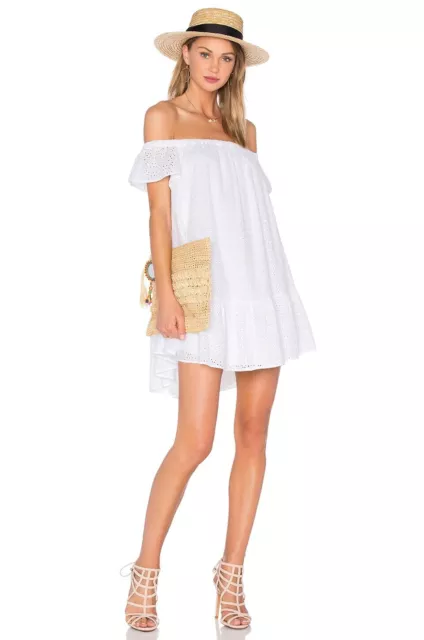 Elizabeth And James White Off The Shoulder "Eyelet Pippa Dress", Size 6 NWT $365