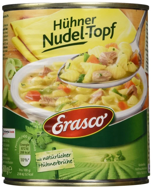 Pentola pasta polli Erasco in circa 5 minuti carne di pollo 9x 800g NUOVO MHD 12/26