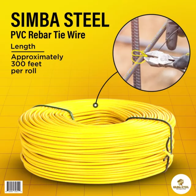 ReBar Tie Wire, 16 Gage PVC Yellow coated, 3.0 lb Rolls 1 - 100 Qty SIMBA STEEL 2