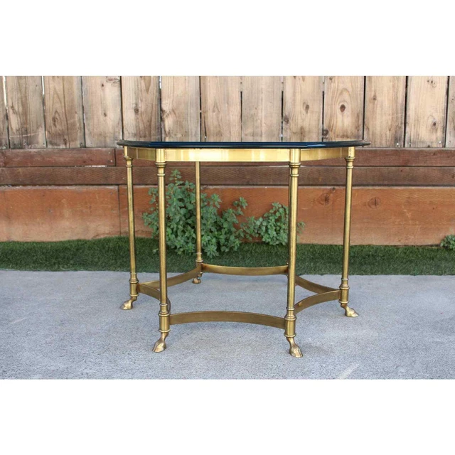 Mid Century LeBarge Brass Hoof Foot Side Table End Table Cocktail Table Mid Century LeBarge Brass Hoof Foot Side Table End Table Cocktail Table