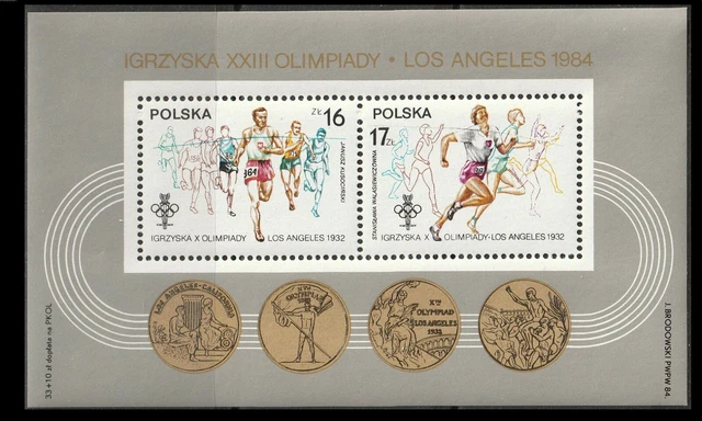Polen Block 94 postfrisch Olympische Spiele, Sarajevo und Los Angeles 08