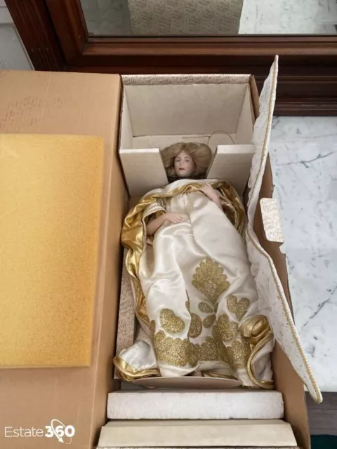 Franklin Heritage "The Christmas Angel" Hand Painted Bisque Porcelain Doll w COA