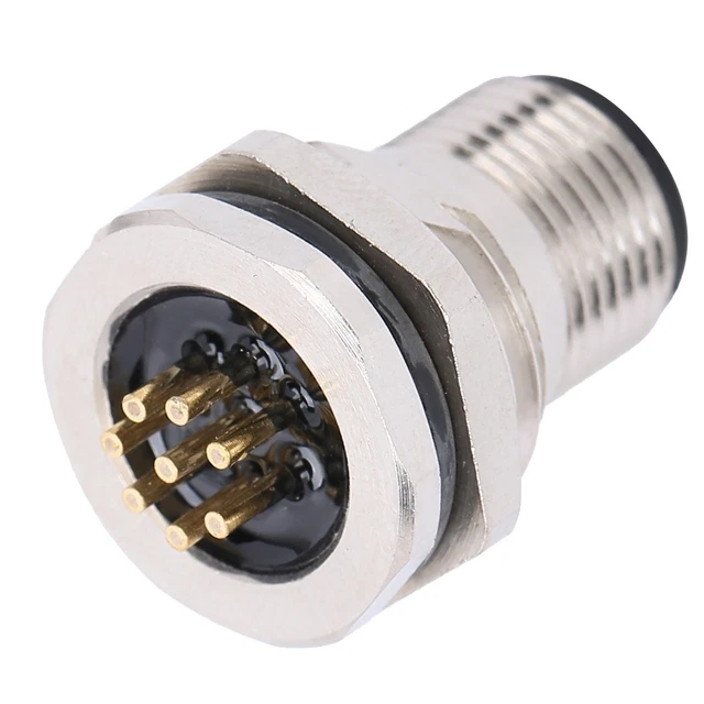 PANEL MOUNT SOCKET M12 Thread 8 Pin Electrical Circuit Waterproof £5.66 ...