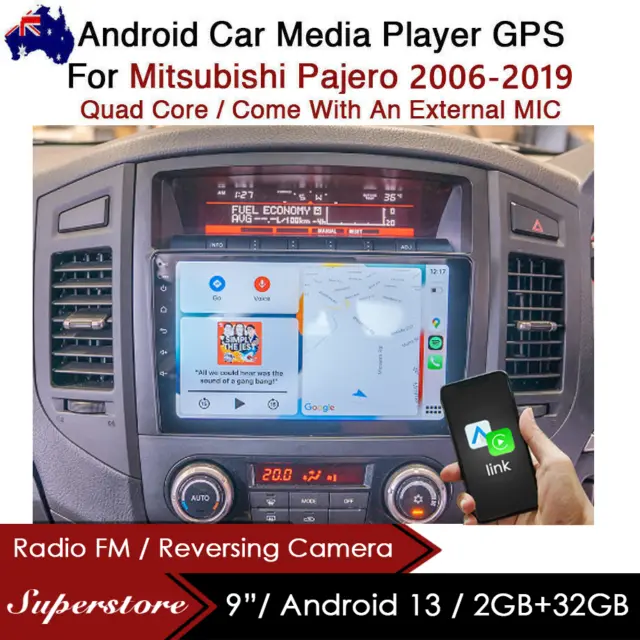 9” CarPlay Android 13 Auto Car Stereo GPS Head Unit For Mitsubishi Pajero 06-15