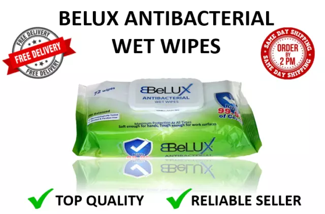 Antibacterial Wipes Belux Kills 99% Of Germs 72 Per Pk Cleaning & Disinfecting