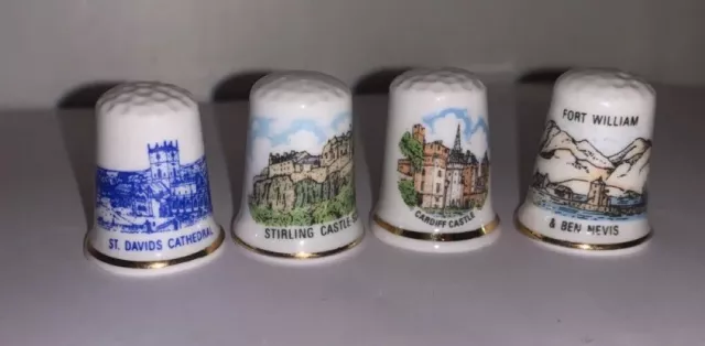 Collectible Thimbles English castles & cathedrals Set Of 4 Fine Bone China. VGC