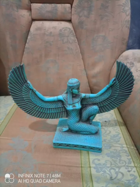 RARE ANTIQUE ANCIENT EGYPTIAN ISIS Wings Stone Statue Pharaonic 3