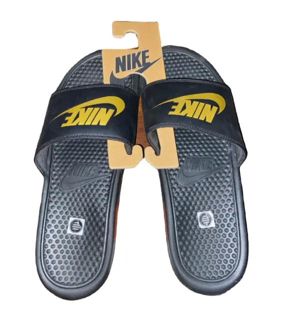 Nike Benassi Jdi Slides Sandals Mens 13 Black / Metallic Gold 343880 016 New