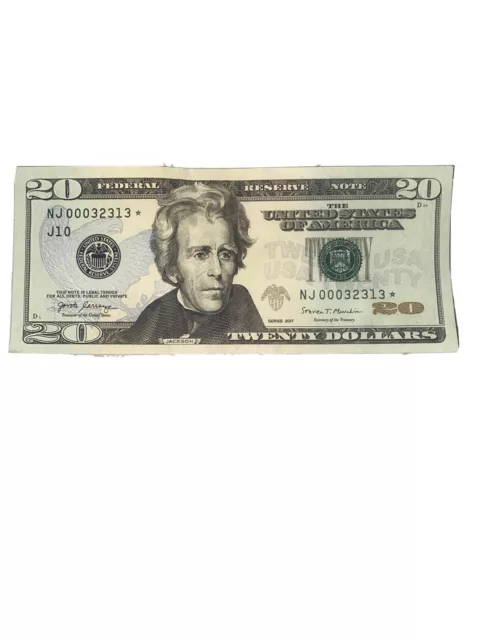 2017 $20 DOLLAR BILL - VERY RARE - *Star Note*.  SERIAL #NJ00032313*