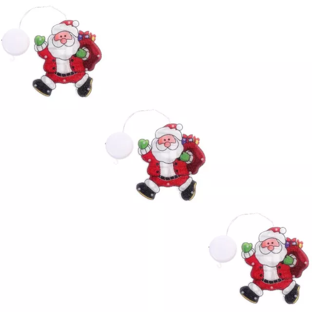 3 piezas Lámpara Decoración Escaparate Fiesta Suministro Navidad LED Luces Santa Claus Succión