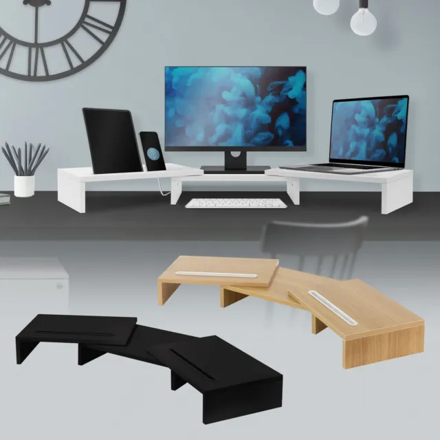 Soporte de madera para 2 monitores estante 2 ranuras soporte ajustable a elegir