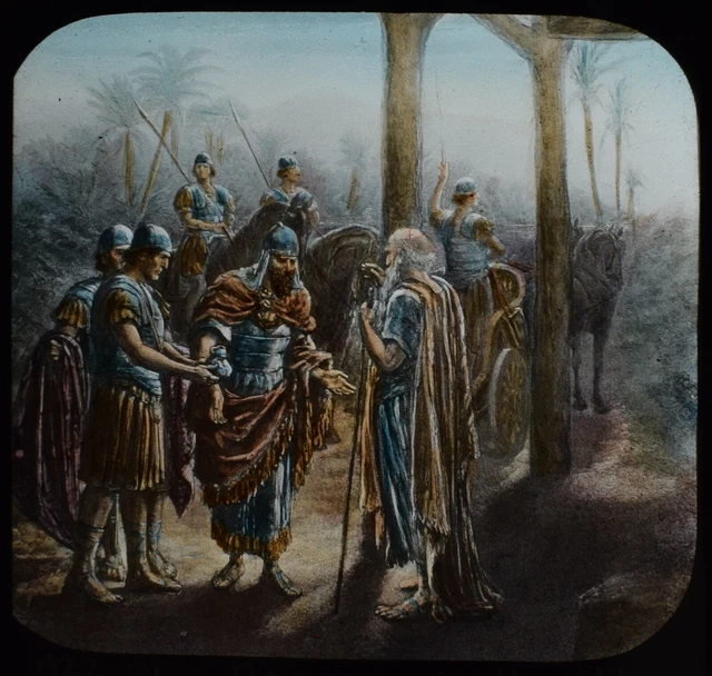 Magic Lantern Slide NAAMAN IN HUMITITES C1910 ILLUSTRATION RELIGION ELIJAH