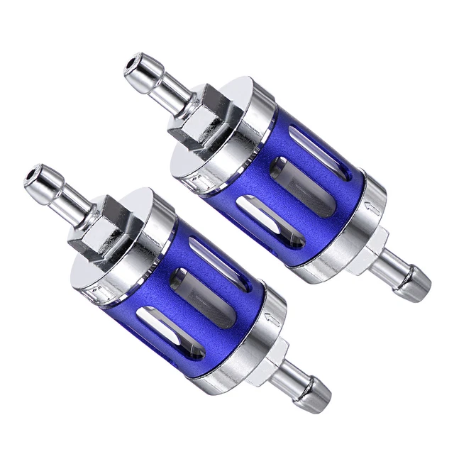 Universal Motorcycle Petrol Gas Fuel Gasoline Oil Filter, Blue, 2Pcs Universal Motorcycle Petrol Gas Fuel Gasoline Oil Filter, Blue, 2Pcs
