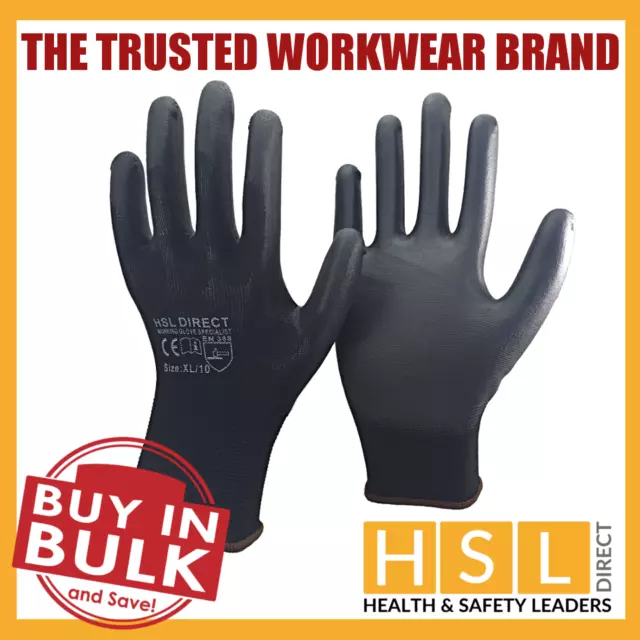 Nylon Pu Coated Grip Safety Work Gloves Gardening Builders Engineering Mechanic