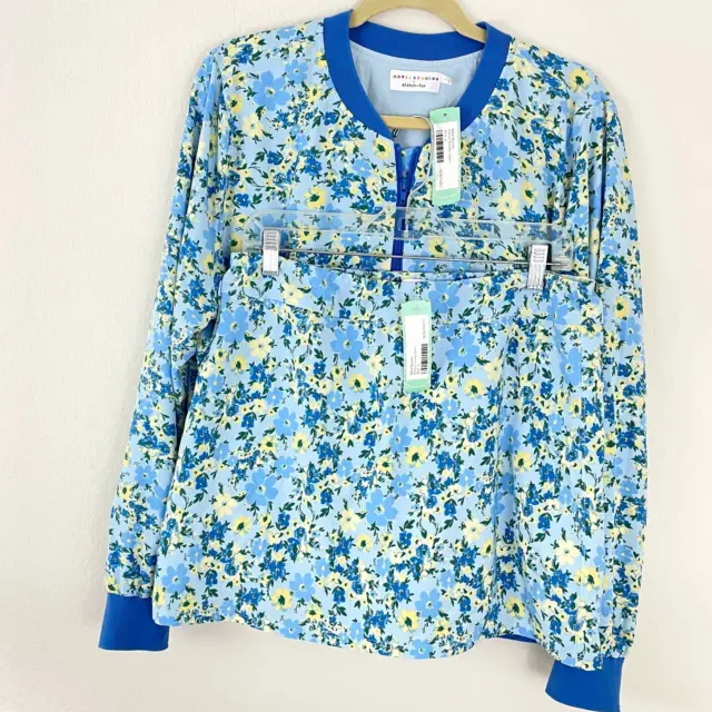 Katie Sturino Stitch Fix Women's Bomber Jacket and Tennis Skort Blue Floral Sz L