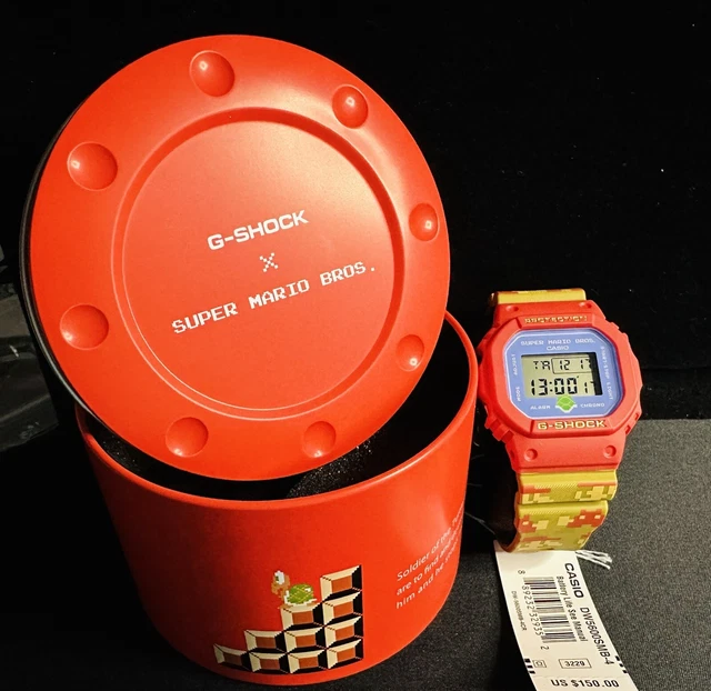 Mario Shock OROLOGIO CASIO G-SHOCK x SUPER MARIO BROS. DW5600SMB-4 Digitale Rosso ...