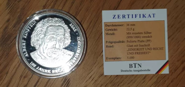 Sonder-Gedenkprägung zu 10 EURO Münze 100 J Relativitätstheorie 2005 mit Zerti