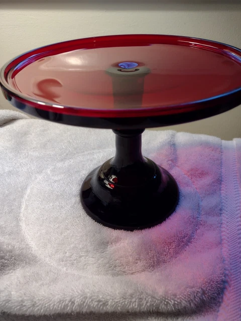 Mosser Glass 9" Cake Plate | Red please see photos