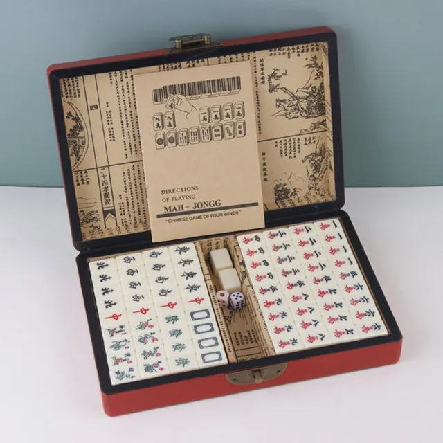 Compact Chinese Mahjong Set with Wooden Case Perfect for Family Game Night