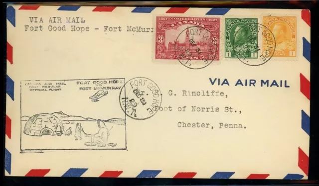 1929 Fort Good Hope- Fort McMurray Canada Air Mail First Flight