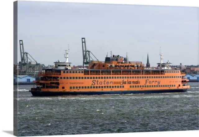 Staten Island Ferry in the harbor at New Canvas Wall Art Print, Ships & Boats