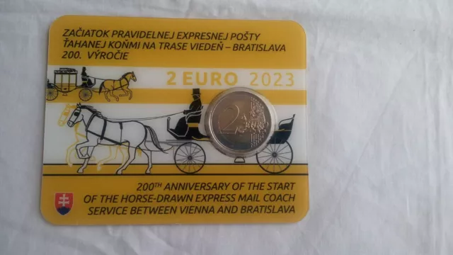 2 euros Slowakei Slovensko 2023, 200.Jahre pferdepost Vieden-Bratislava Coincard