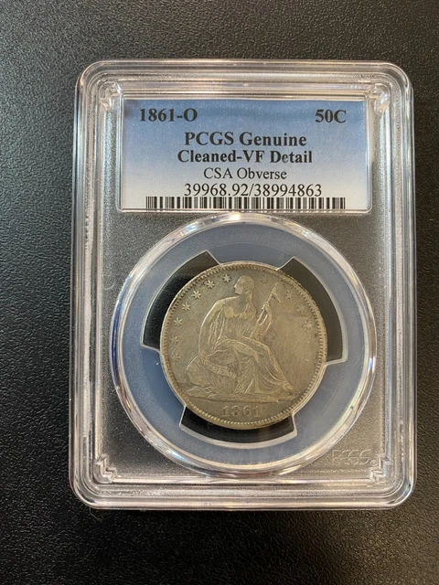 1861 O Seated Liberty Half Dollar Pcgs Vf Details - Confederate Half - Slab -50C