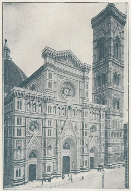C3646 Florenz - Dom Mit Uhrturm Von Giotto - 1934 Druck - Vintage Print