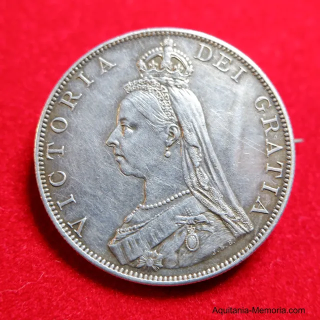 Broche (Brooch) : Jubilé d’or Reine Victoria sur Double florin d'argent (1887)