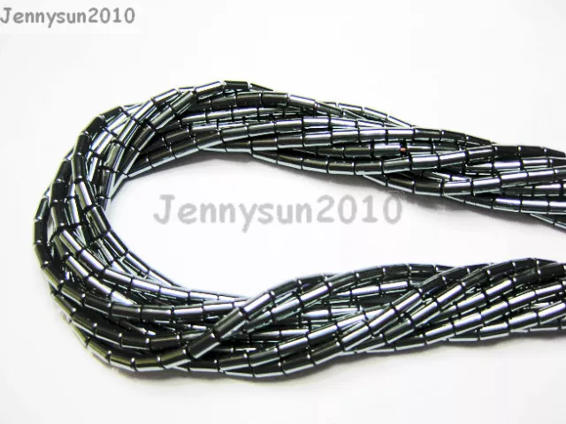 Natural Hematite Gemstone Tube Beads 16'' Strand 2mm x 4mm 3mm x 5mm 4mm x 8mm