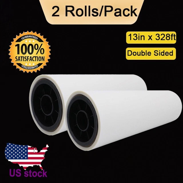 2 rolls DTF Transfer Film Pet Film Roll 13in x 328ft Double Sided Hot Peel 2 rolls DTF Transfer Film Pet Film Roll 13in x 328ft Double Sided Hot Peel