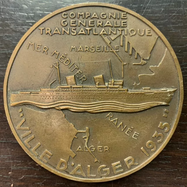 Algérie Medaille En Bronze Paquebot "Ville D'alger" 1935