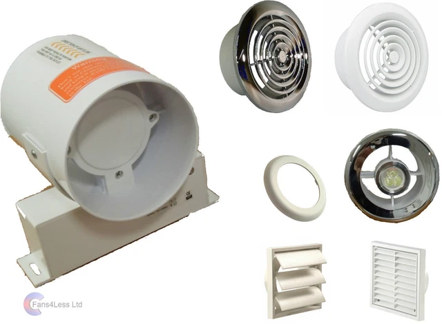 INLINE BATHROOM EXTRACTOR Fan Light Kit / No Light 100m3/h Condensation ...