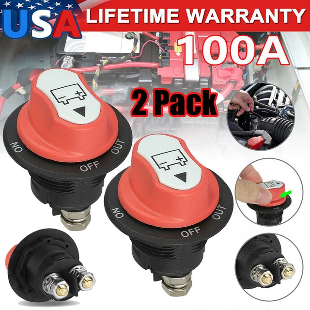 2X 100A BATTERY Isolator Switch Disconnect Power Cut Off Kill for Car