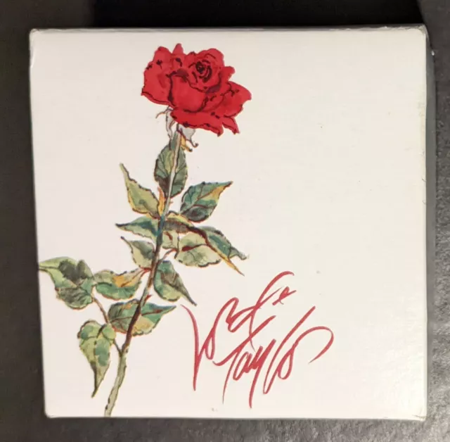 VTG Lord & Taylor Red Rose Gift Box 5x5x3 + Blown Glass Angel Christmas Ornament