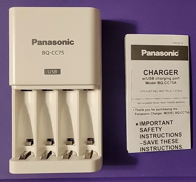 PANASONIC BQ-CC75A Ni-MH AA AAA Battery Charger with USB Charging Port Eneloop