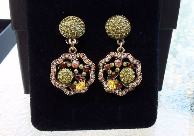 New, Heidi Daus Swarovski Crystal Comfort Clip-On Dangle Earrings