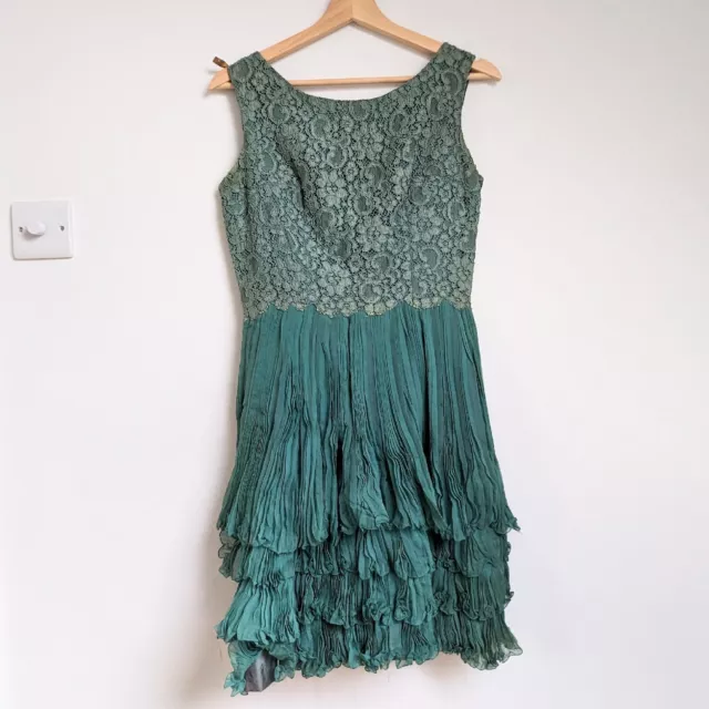 1960s Teal Sea Green Vintage Cocktail Dress : Lace And Silk Organza,...