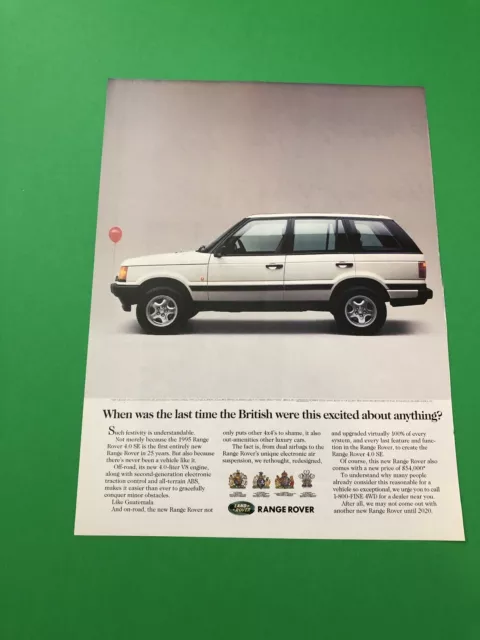 1994 1995 Range Rover Original Vintage Print Ad Advertisement A5