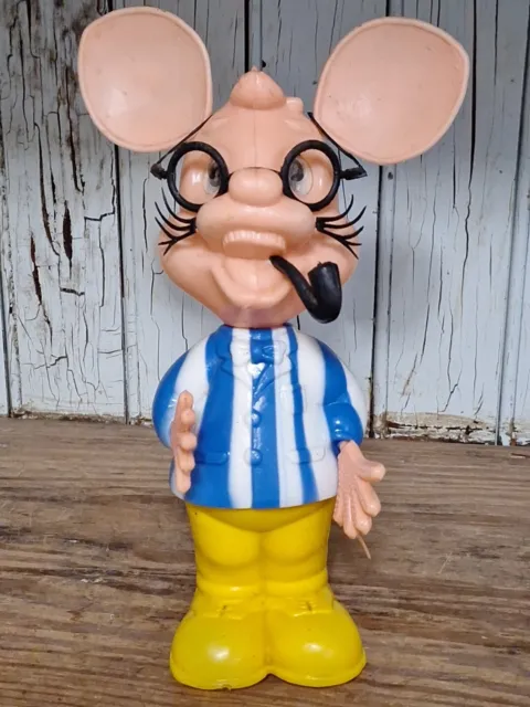 Vintage Carnival Prize Topo Gigio Mouse Hong Kong Plastic Figure Flicker Eyes