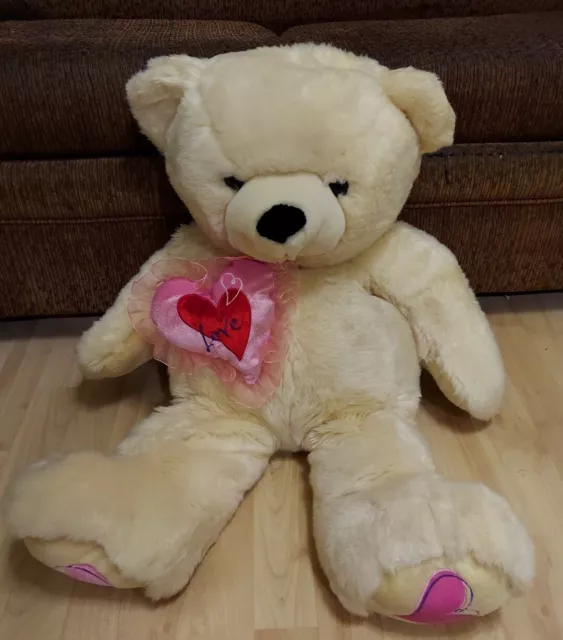 Teddy Bear Valentines Day Love Brown Pink Red Large Plush Heart Love 28" Giant