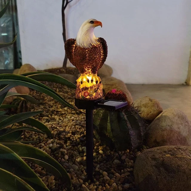 LED Solar Eagle Figurines Light Resin Decorative Stake Light Solar Lights  Lawn