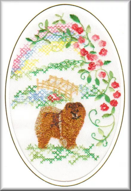 Chow Chow Rainbow Bridge Card Embroidered by Dogmania