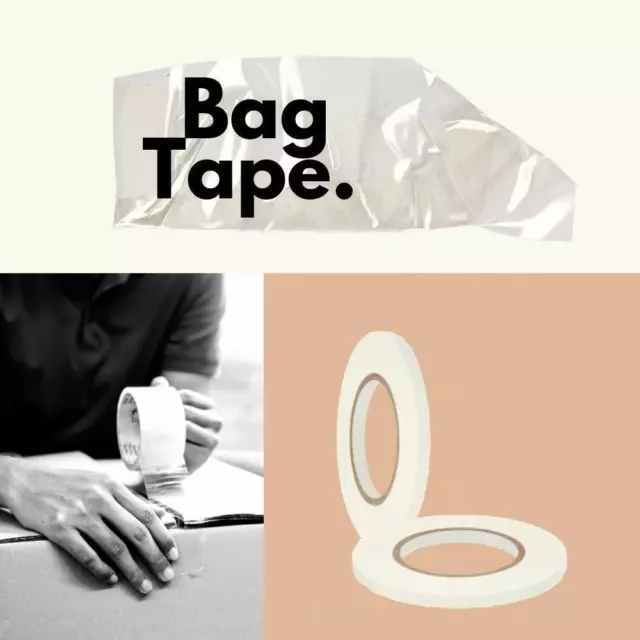 Poly Bag Sealing Tape White 3/8" x 180 Yards 2.4 Mil 6 Pcs with Tape Dispenser