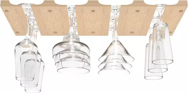 Wooden Wine Glass Holder for under Cabinet | under Shelf Kitchen Stemware Rack