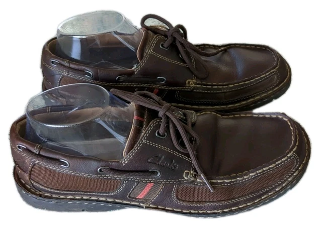 CLARKS MENS 10M Waterloo Boat Shoe Brown Leather XTR Lite  display picture 1