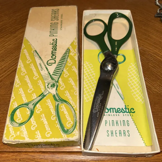 Vintage Domestic Pinking Shears Scissors - Made in USA - Original Box