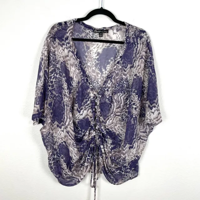 Elizabeth and James Womens Medium 100% Silk Sheer Blouse Button Up Shirt Top