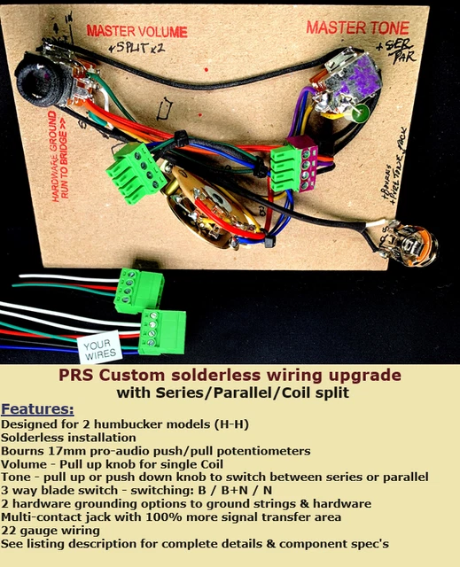 PRS CUSTOM SOLDERLESS Wiring Upgrade Bourns Pots Coil split & Series